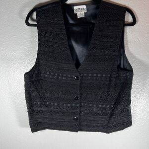 Tanzara International Women's Sleeveless Beaded Vest Jacket Black Size Small